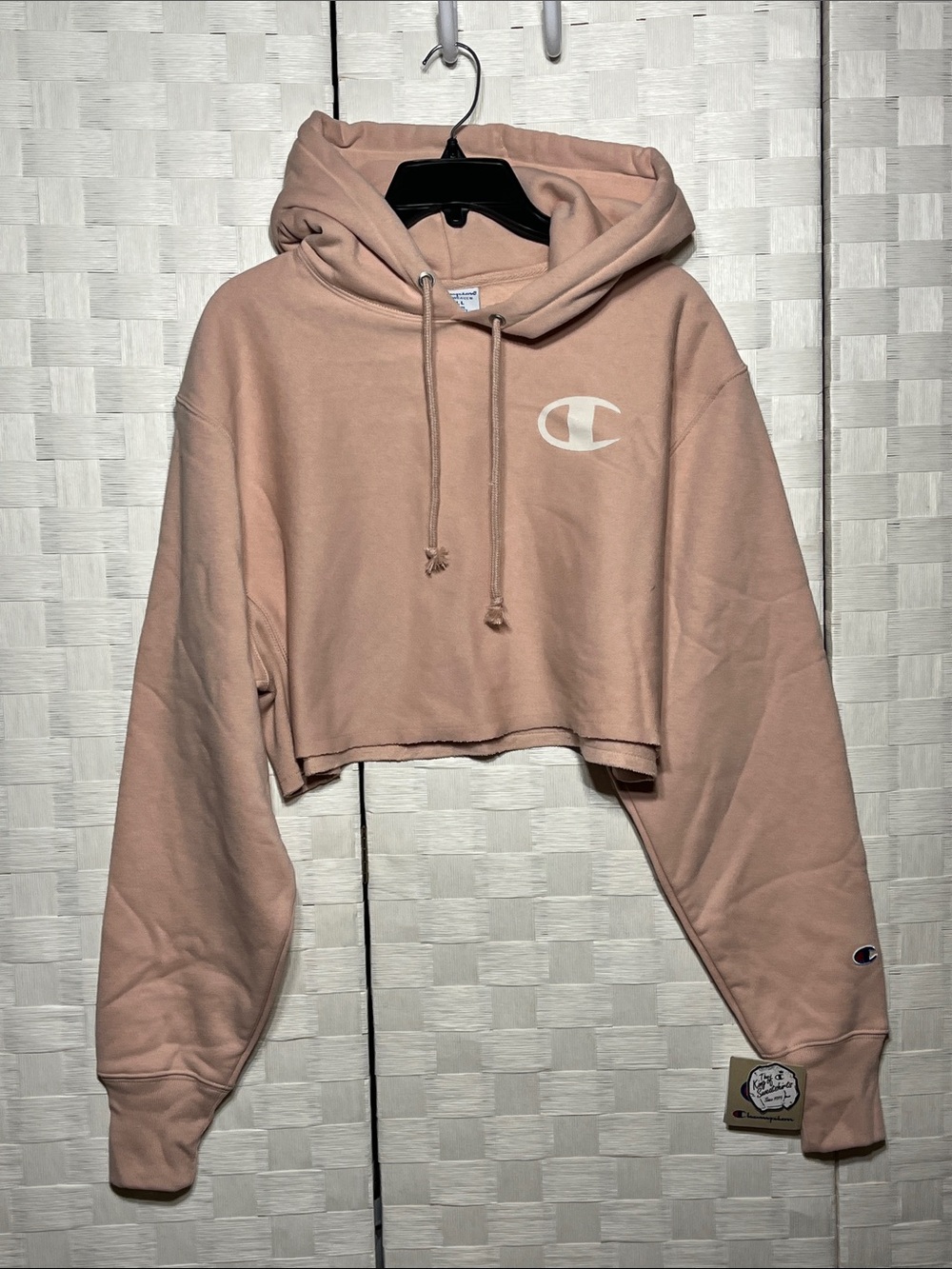 Champion Cropped Hoodie in Blush Pink Size Small